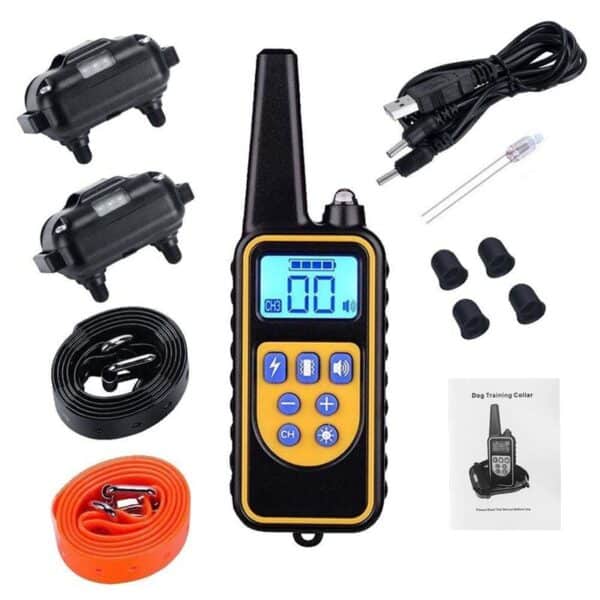 dog training collar lr remote 800m 2x dogs rechargeable 880 2x rx contents 1