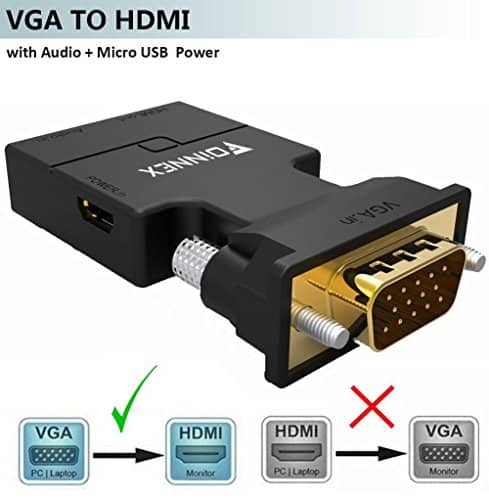 vga to hdmi adapter converter with audio pc vga source output to tv monitor with hdmi connector foin  51lklzdit6l 1