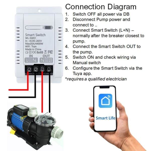 smart pool pump timer switch connection diagram wifi tuya app
